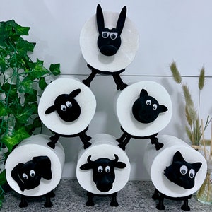 Toilettenpapierhalter Tierisch Cute | Badezimmer Deko | Klopapierhalter WC | Toilettenpapier Aufbewahrung | Klorollenhalter | Schaf | Hund