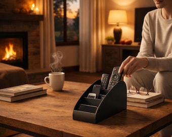 Remote Control Organizer with 5 Compartments | Modern Desk Organizer for Smartphone & Accessories
