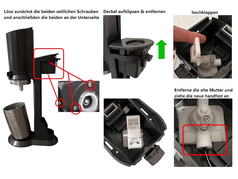 Ersatzmutter für Sodastream Crystal 1.0 2.0 Cool Easy Jet Spirit Reparatur Ersatzteil CO2 Gasflasche Drückerseite Hochdruckanschluss Bild 8