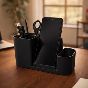 Schreibtisch-Organizer mit Smartphone-Halter | Stiftehalter fürs Büro | Aufbewahrung für Schreibtisch & Homeoffice