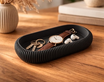 Modern opbergbakje in Japandi-stijl | Sleutelbakje voor tafel en woonkamer | Organizer voor sleutels en sieraden | Minimalistisch decoratief bakje
