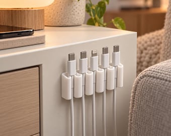 Kabelhalter für Ladekabel – 5 Kabelplätze für Schreibtisch, Sofa & Nachttisch