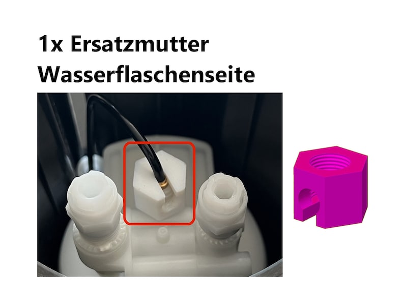 Ersatzmutter für Sodastream Crystal 1.0 2.0 Cool Easy Jet Spirit Reparatur Ersatzteil Wasserflaschenseite Hochdruckanschluss Undicht Bild 2