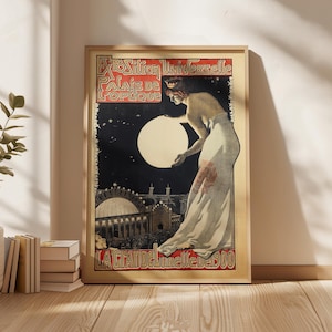Póster de astronomía antigua - Impresión de La Grande Lunette, arte de Georges Leroux - Póster de exposición retro - Decoración francesa vintage, arte mural celestial