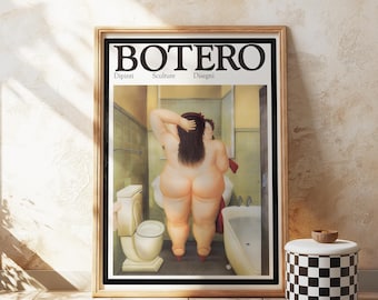 Fernando Botero - het bad - tentoonstellingsposter, moderne muurkunst, badkamer muurdecoratie, schilderij Botero, Latijns-Amerikaanse kunst, moderne kunstafdruk