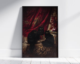 スタンラン作「二匹の猫」1910年ファインアートプリント：ヴィンテージ