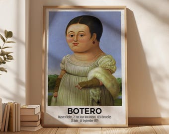 Fernando Botero-tentoonstelling posterafdruk - Miss Riviere - grillige beeldende kunst, moderne muurkunst, woonkamerdecor, Latijns-Amerikaanse kunst