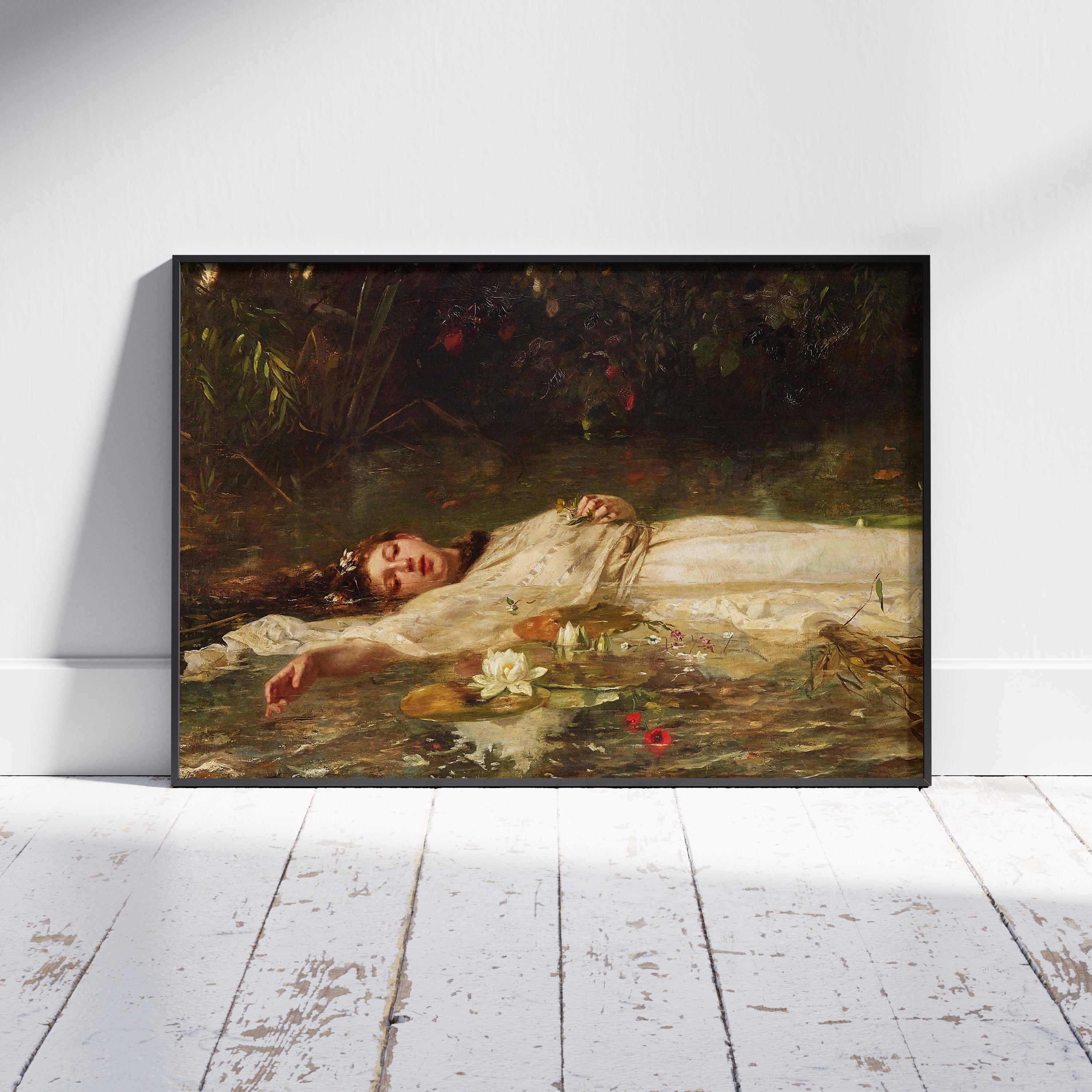 フリードリヒ・ハイザー作「オフィーリア」絵画 - ファインアート