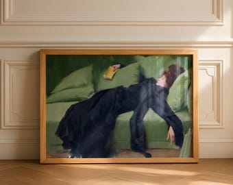 Decadent Young Woman - Ramon Casas Print - Vintage Wall Decor, Bored Female Figure, Victorian Woman Portrait, Decadent Girl Print