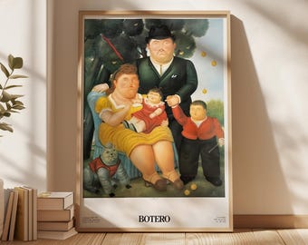 Fernando Botero-tentoonstelling posterafdruk, Una Famiglia - moderne muurkunst, woonkamerdecor, Latijns-Amerikaanse kunst, familiemuurkunst
