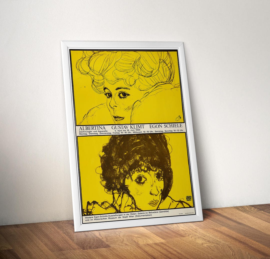 アート・デザイン・音楽 Klimt and Schiele Drawings Rare Gustav Klimt & Egon Schiele Exhibition Poster Print, 1968