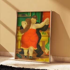 Fernando Botero Druck - Paar tanzende Bilder - Moderne Wandkunst, Wohnzimmer Dekor, lateinamerikanische Kunst, Botero Malerei, Geschenk für Tänzer