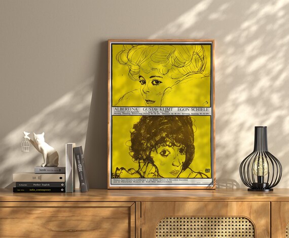 Rare Gustav Klimt & Egon Schiele Exhibition Poster Print, 1968