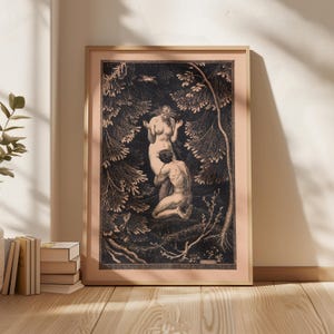 En el paraíso de Max Svabinsky - Lámina Art Nouveau - La fruta nunca fue una manzana, Arte mural de fantasía, Regalo para ella, Decoración de pared para dormitorio