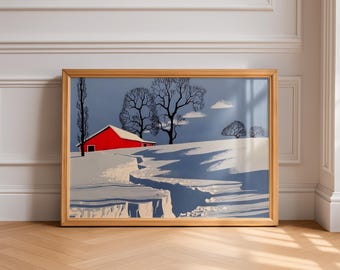 Winter Wall Art - Path in Snow by Eyvind Earle - Winter Landscape Print, Minimalist Wall Art, Snow Scene, Christmas Gift, Winter Painting