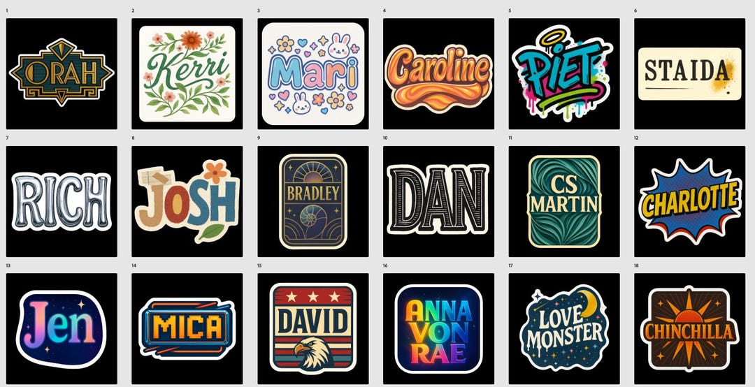 Name Sticker Model Custom Name Sticker Set – Personalized Art Style Stickers | Choose From ...