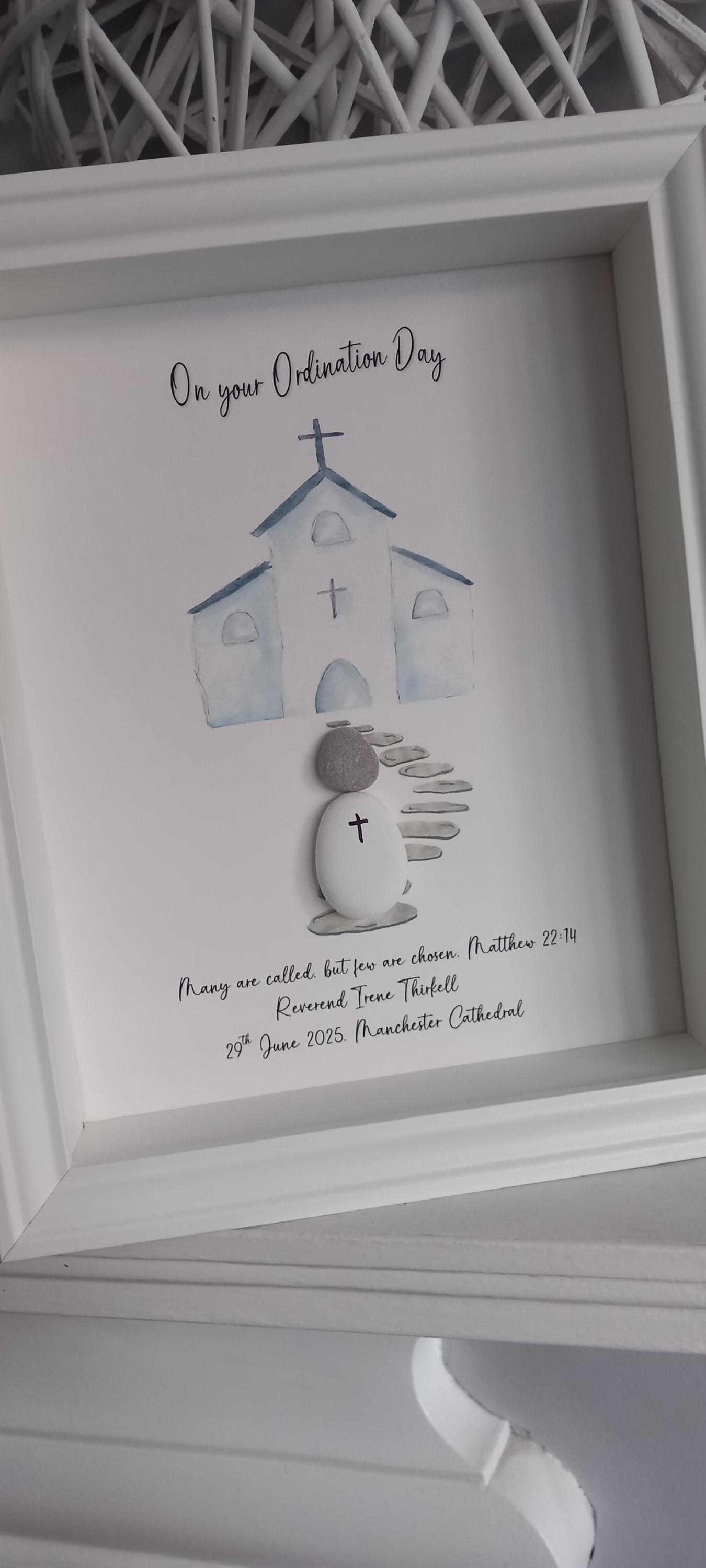Priest Frame Personalised Priest Ordination Gift, Pebble Art Frame for New Reverend ...