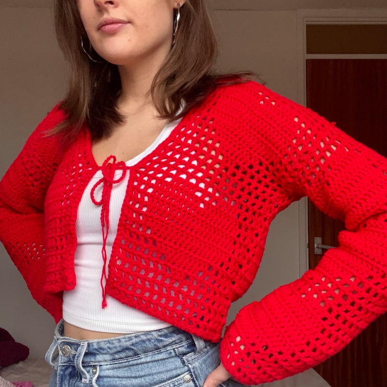 Cardigan coeur filet au crochet image 9