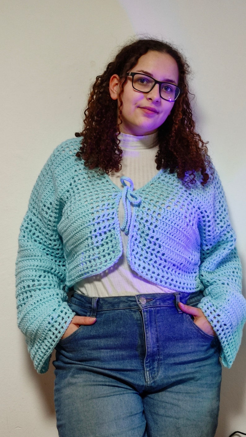 Cardigan coeur filet au crochet image 10