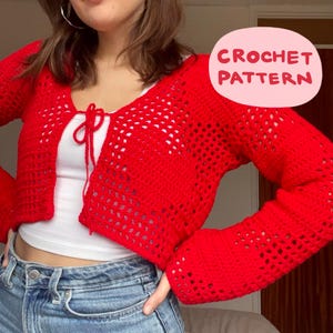 Filet Herz Cardigan Häkelanleitung