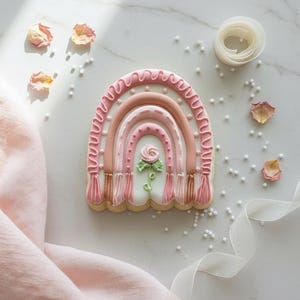 Boho Rainbow Cookie Cutter: Tassels, Macrame Detail