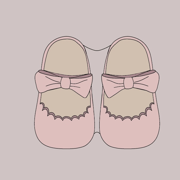 Baby Girl Shoes Cookie Cutter - Baby Shoes - Baby Girl Shoes - Scalloped Bow Shoe - Baby Cookie Cutter - Baby Shower Cookie