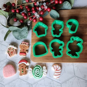 Christmas Mini Cookie Cutter Set: Gingerbread, Candy Cane, House (6pc)