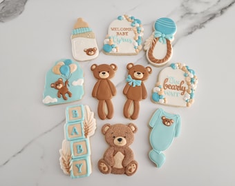 Teddy Bear Baby Shower Cookie Cutter Set: Bottle, Blocks, Onesie