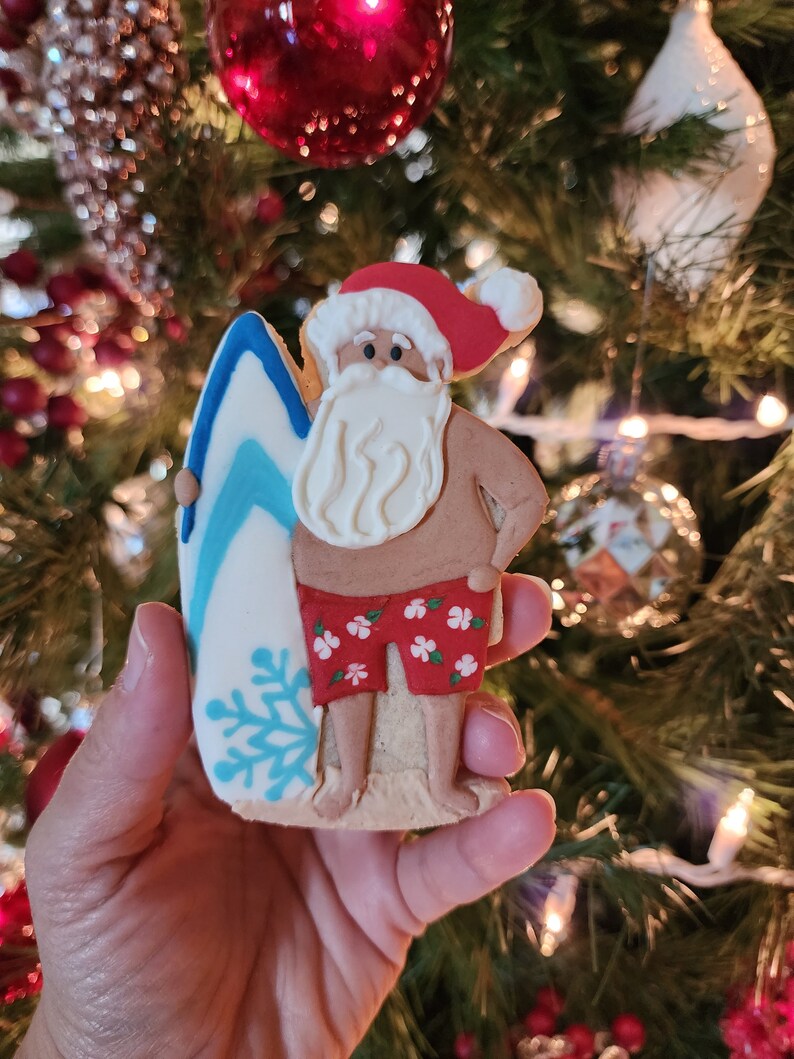 Santa Surfer Cookie Cutter: Beach Christmas Holiday Baking - Etsy