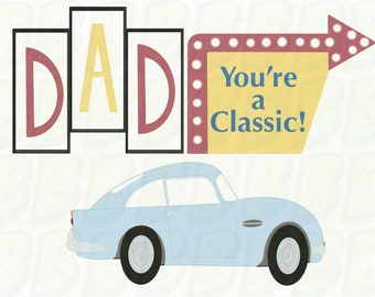 Father's Day Cookie Cutter Set: Retro Car, Dad Sign - 3pc