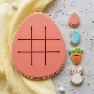 Easter Egg Tic Tac Toe Cookie Cutter Set: Bunny, Carrot, Jelly Bean
