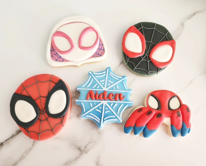 4pc Heroes Cookie Cutter Set Spider Friends Set Action Hero Cookie Cutters Cartoon Cookie Cutter Set Fondant Cutter Spiders image 3