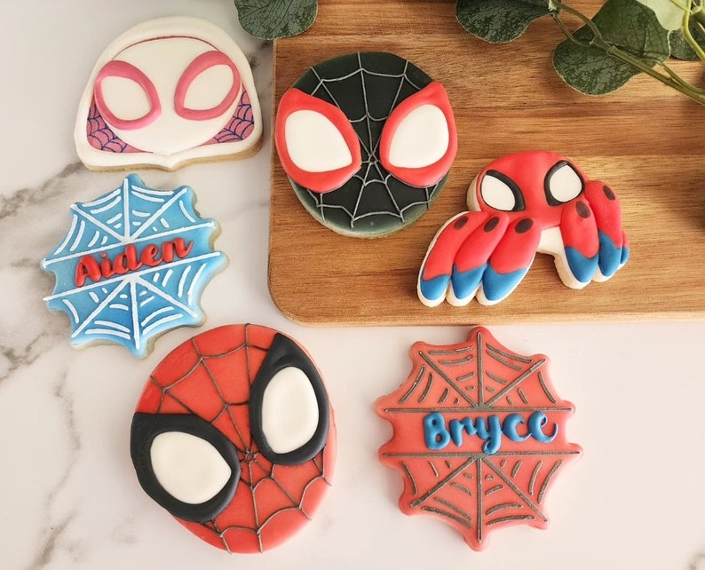 4pc Heroes Cookie Cutter Set Spider Friends Set Action Hero Cookie Cutters Cartoon Cookie Cutter Set Fondant Cutter Spiders image 1