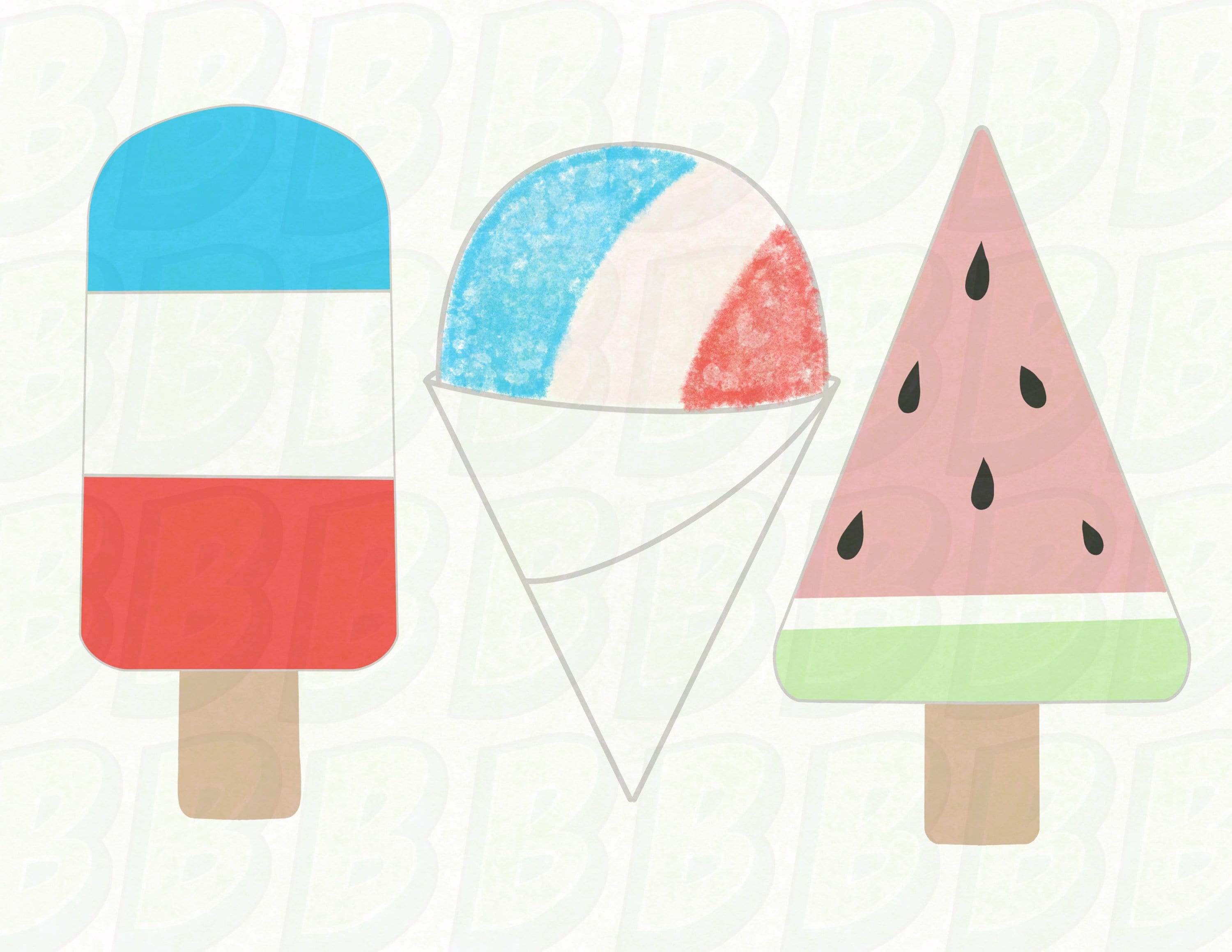 3pc Popsicle Cookie Cutter Set - Summer Cookie Cutters - Snocone Cookie Cutters - Watermelon Pops - Ice Cream Cutters