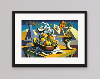 Dreaming of Fruit - Descarga digital de decoración de pared de frutero de paisaje de estilo surrealista - Perfecto para su hogar o negocio