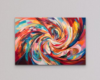Dimensional Vortex - Modern Abstract Illustration of Vivid Multi-color Psychedelic Swirl Artwork - Digital Download