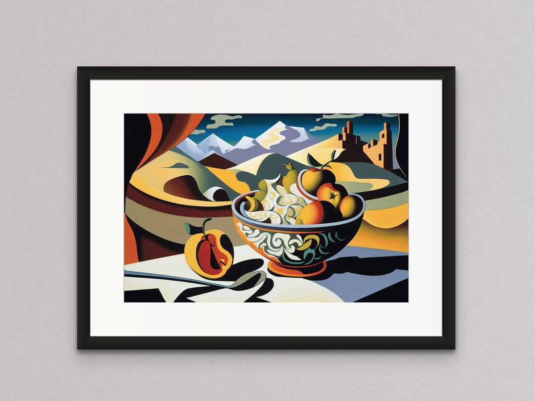 Fruits of A Dream Surrealiststyle Fruit Bowl Landscape Wall Decor Digital Download Perfect for