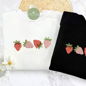Strawberry Embroidered Sweatshirt, Summer Embroidered Shirt, Fruit Hoodie, Gift For Gardener