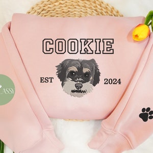 Pet Embroidered Sweatshirt, Embroidered Dog Hoodie, Custom Dog Face Embroidered Sweatshirt From Photo, Pet Lovers Gift, Gift For Mom