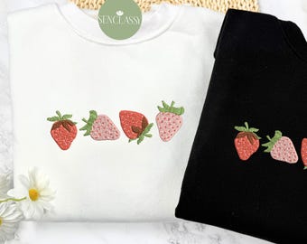 イチゴ刺繍スウェットシャツ、夏用刺繍シャツ、フルーツパーカー、庭師へのギフト