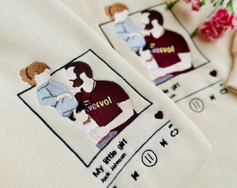 Personalized Portrait Photo Embroidery, Customizable Sotify Song Album Embroidery,Personalized Dad Portrait, Gift for dad, Father's Day Gift