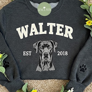 Custom Dog Portrait  Embroidered Sweatshirt, Mother Day Gift, Dog Mom Sweater, Cat Mom Crewneck, Pet Cartoon Personalized
