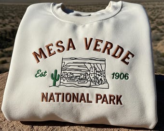 Mesa Verde National Park Sweatshirt | Embroidered Desert Landscape Crewneck | Hiking Gift | Outdoor Adventure Apparel | Nature Lover Travel