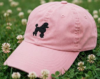 Pudel gestickte Mütze, rosa gewaschene BaumwollBaseballmütze, Pudel Mama Papa Geschenk, Hundeliebhaber Minimalist Hut, niedliche Groomer Hundebesitzer Mütze