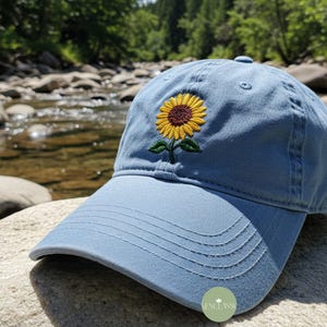 Sunflower Embroidered Hat, Cute Floral Baseball Cap, Cottagecore Dad Hat, Summer Flower Hat, Garden Lover Gift, Nature Aesthetic Cap