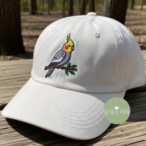 Cockatiel Embroidered Baseball Cap for Dad, Bird Washed Dad Hat, Cockatoo Pet Lover Hat, Urban Nature Aesthetic, Father’s Day Gift