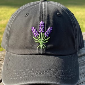 Custom Lavender Flower Hat Embroidered Floral Baseball Cap, Garden Gift for Her, Pastel Purple Hat, Cute Summer Cap Personalized Hat for Mom