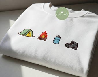 Outsider Embroidered Sweatshirt, Camping Shirt Hiking Crewneck, Nature Lover Gift, Outdoor Life Tee, Granola Girl Aesthetic Campfire Sweater