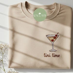 Tini Time Espresso Martini Social Club Embroidered Shirt, Bachelorette Party Shirt, Martini Lover Gift, Girls Trip Tee, Bridal Party Shirt
