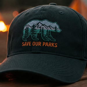 Embroidered Protect Our National Parks Hat, Resist FDT Dad Hat, Bear National Parks Support Hat, Gift for Camping Hiking Lover